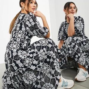 Asos Editions Women’s Geo Floral Embroidered Midi Dress U.S. Size 6